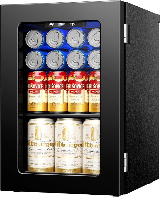 6 Bottles and 6 Cans Compact Beverage Refrigerator, Freestanding Mini Fridge with Temperature Control for Beer Wine, Under Counter Small Refrigerator Adjustable Shelve for Home and Bar by ICYGLEE