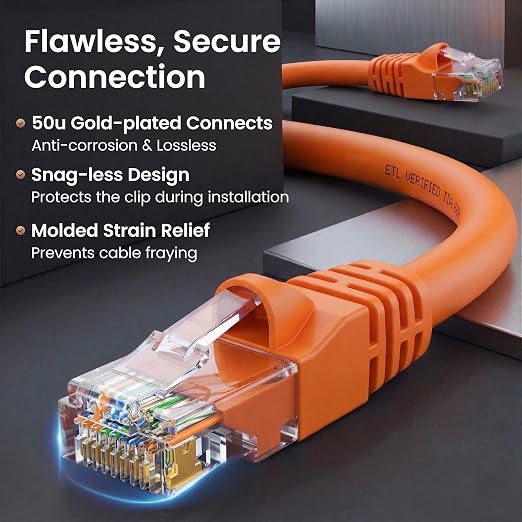 GEARit Cat 6 Ethernet Patch Cables 2 ft Orange, High Speed 24AWG 10Gbps RJ45 - Image 4