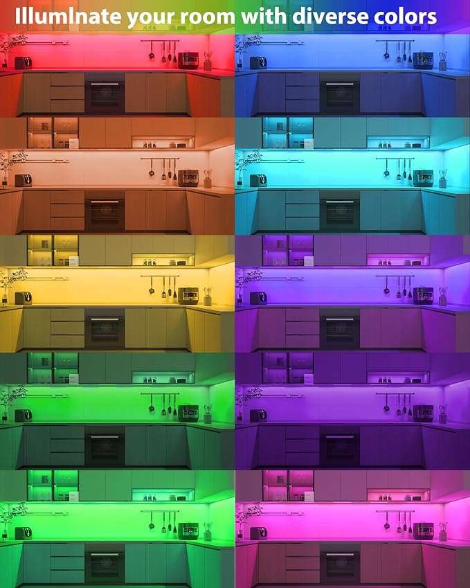 ASOKO 200 Lumens RGB Under Cabinet Light Plug in, 3 Pack 12 inch Linkable - Image 4