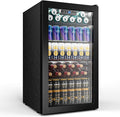 3.2 Cuft Beverage Fridge, 130 Can Mini Fridge With Glass Door, Black | Adjustable Shelves for Wine & Beer, Digital Temp Display, Freestanding for Home & Office, Quiet Compressor Cooling by Tehanld