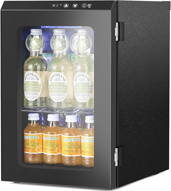 Antarctic Star 18L Mini Fridge Cooler 24Can, Beverage Refrigerator with Quiet Compressor, LED Light,Freestanding Small Fridge with Electronic Temperature Control for Home and Bar(40-61 ℉) by AntarcticStar