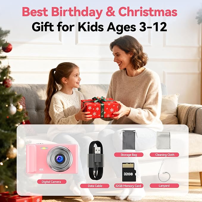 Digital Camera 4K for Kids: 48MP Pink Camera for Teens Photography - Image 7