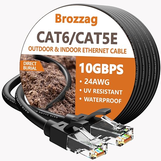 Ethernet Cable 250ft For Cat6/Cat5E, 10Gbps Compatible by Brozzag