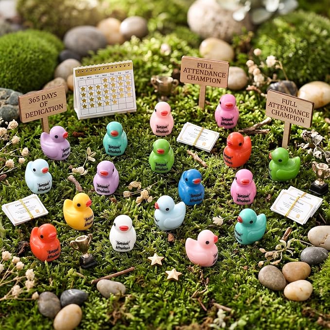 Skylety 100 Pcs Awesome Attendance Resin Duck, Perfect Attendance Awards - Image 4