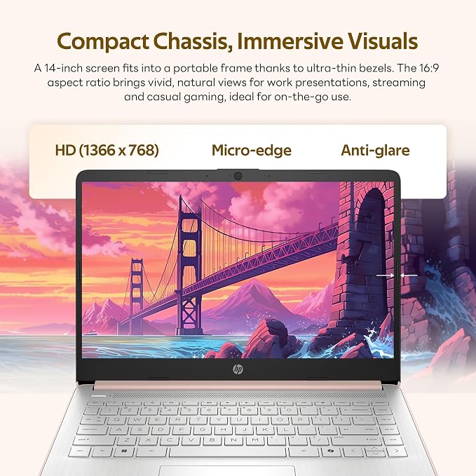 HP Stream 14" HD Laptop with AI Copilot for Student & Business, Intel Processor N150, 4GB RAM, 1.12TB Storage (128GB UFS + 1TB Docking Station), 1 Year Office 365, Wi-Fi 6, Win 11, Pale Rose Gold - Image 4