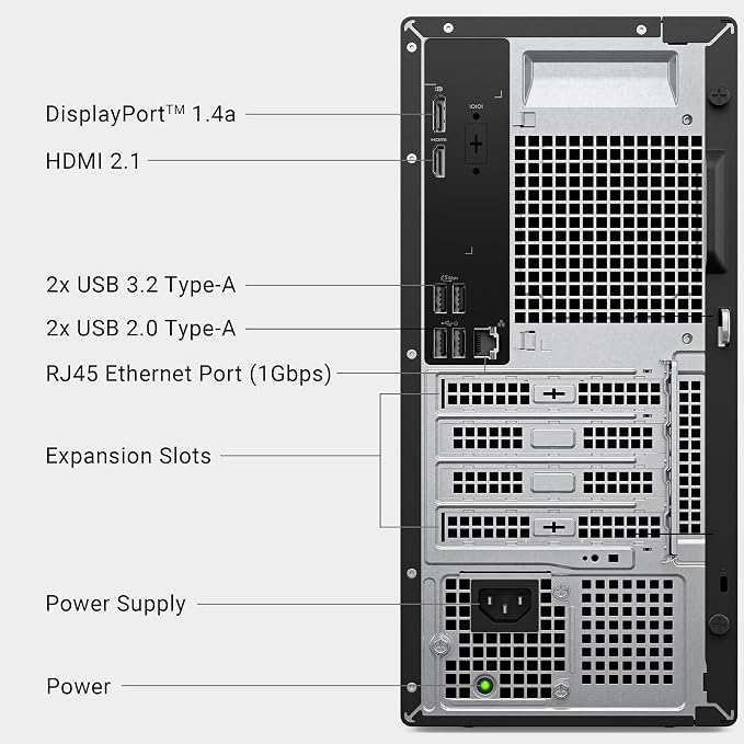 Dell Tower Desktop, Intel Core Ultra 7-265, 16GB DDR5 RAM, Windows 11 Pro | Intel UHD Graphics, 1TB PCIe NVMe SSD, Wi‑Fi 6, Gigabit Ethernet, Wired Keyboard, Business Ready, ECT1250 - Image 9