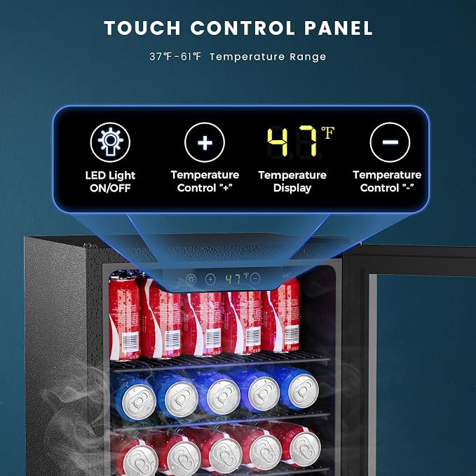 Electactic 130 Can Mini Fridge, 3.1 Cu. Ft. Beverage Cooler with Adjustable Digital Thermostat, Quiet Operation for Soda Beer Wine, Compact Refrigerator for Dorm Office Garage, Black - Image 5