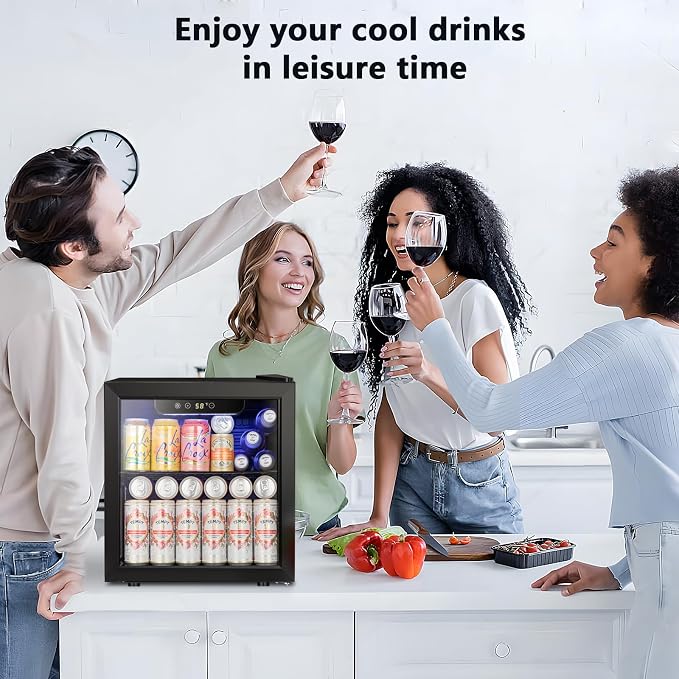 Antarctic Star 48 Can Mini Fridge Cooler - Beverage Refrigerator Black Glass Door for Beer Soda or Wine, Small Drink Dispenser Machine Electronic Temperature Control for Home, Office or Bar, 1.3cu.ft. - Image 7