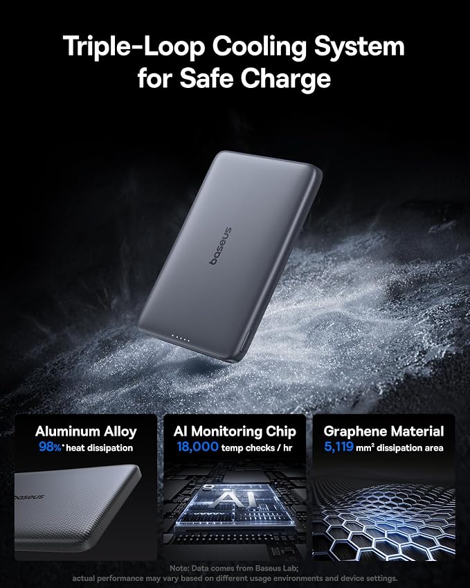 Baseus Picogo Magsafe Portable Charger, Qi2 15W 0.5" Ultra Slim 10000mAh Wireless Power Bank, 27W Fast Charging Magnetic Battery Pack with USB-C for iPhone 17 Pro Max/17 Pro/Air/16/15/14/13/12 - Image 3