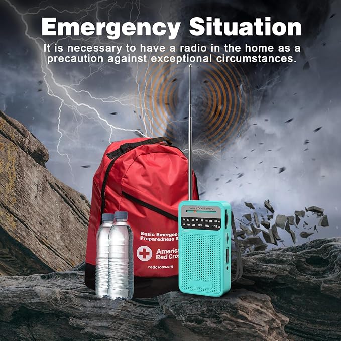 Portable Radio AM FM with Best Reception, Goodes Transistor Radio with Loud Speaker, 2AA Battery Operated, Headphone Jack for Indoor, Outdoor and Emergency Use-Green - Image 7