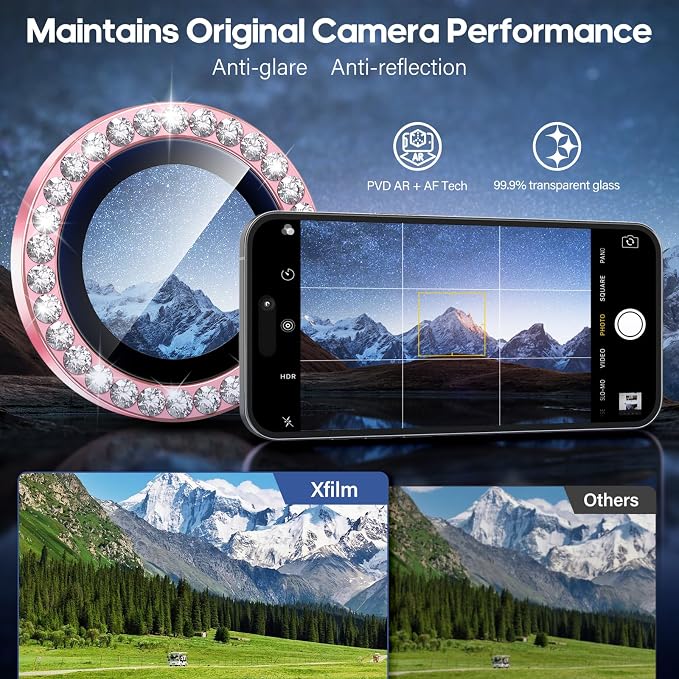 for iPhone 17 Air Camera Lens Protector Bling, Individual Diamond Metal Ring - Image 4