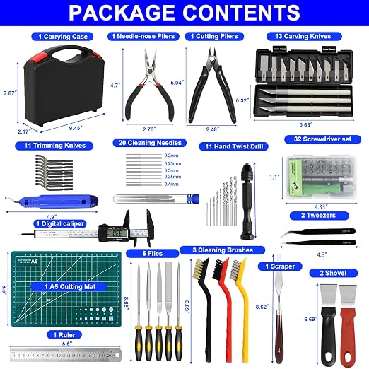 3D Printer Tool Kit, Removal Tools, Digital Caliper, Cutting Mat, Carrying Case - Image 2
