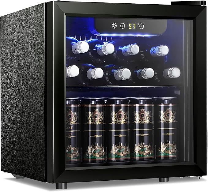 Antarctic Star 12 Bottle 48 Can Beverage Refrigerator Cooler - Mini Fridge Glass Door for Beer Soda Drinks or Wine,Freestanding Beverage Fridge for Home and Bar with Adjustable Shelving, 1.3 Cu. Ft. by AntarcticStar