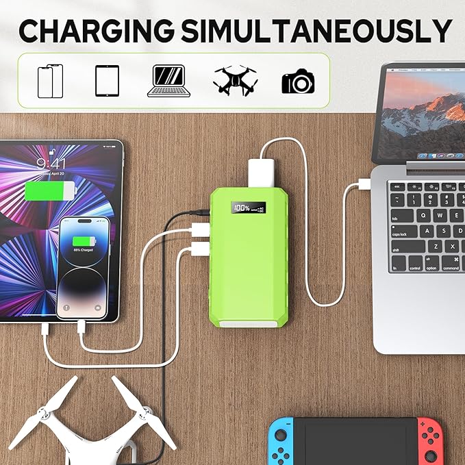powkey Portable Power Station with AC Outlet, 65W/110V External Battery Pack 24000mAh/88.8Wh Power Pack, Portable Power Source Supply Backup for Outdoor Tent Camping Home Office - Image 2