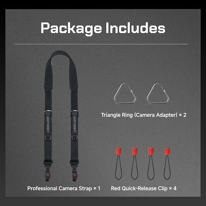 VSGO Black Snipe Pro Camera Shoulder Strap –– DSLR Camera Strap & Quick-Release - Image 7