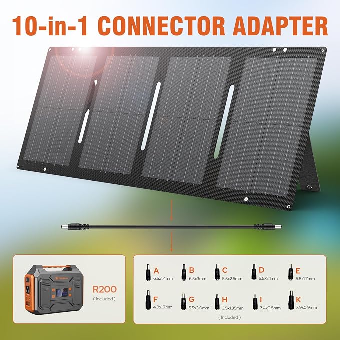 Portable Solar Generator, 300W Portable Power Station with Foldable 60W Solar Panel,110V Pure Sine Wave 280Wh Battery Power Pack with USB DC AC Outlet for Camping Smart Devices RV Van Outdoor-Orange - Image 8