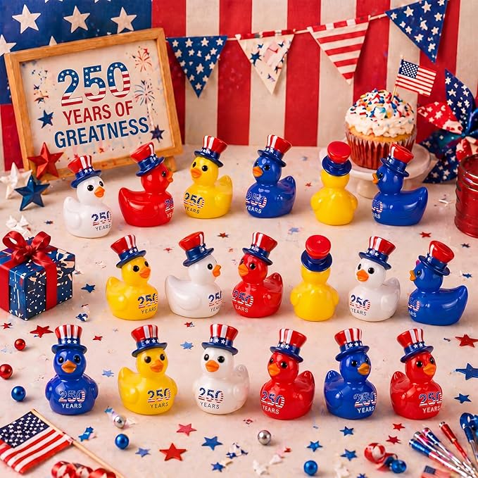 Skylety 72 Pcs Patriotic Mini Ducks 4th of July Independence Day Party Decor - Image 5