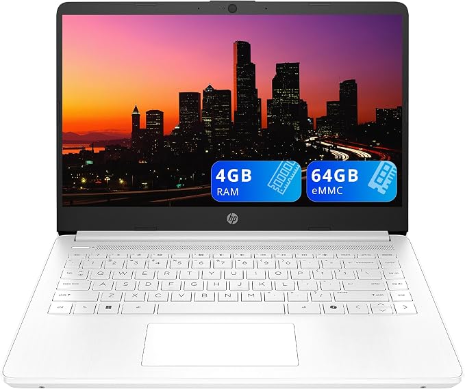HP 14" HD Student Laptop, Intel Celeron N4500, 4GB DDR4 RAM, 64GB eMMC, Intel UHD Graphics, 720p HD Camera, Copilot, Fast Charge, Wi-Fi 6, Windows 11S, White (Renewed) by Amazon+Renewed