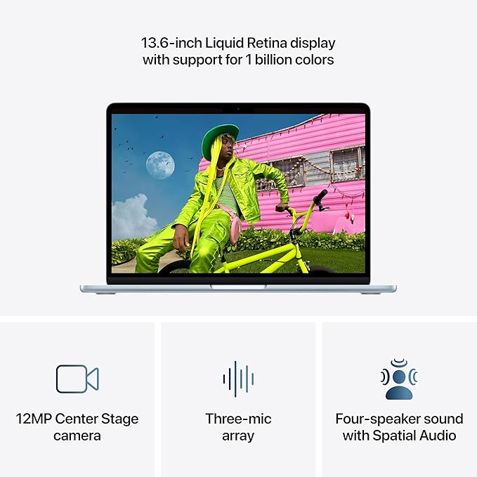 Apple 2026 MacBook Air 13-inch Laptop with M5 chip: Built for AI, 13.6-inch Liquid Retina Display, 16GB Unified Memory, 1TB SSD, 12MP Center Stage Camera, Touch ID, Wi-Fi 7; Sky Blue - Image 5