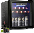 Antarctic Star 12 Bottle/48 Can Wine Cooler/Cabinet, Mini Drink Fridge, Clear Front Glass Door Counter Top Red Cellar Beer Soda Bar Quiet Compressor LED Display 1.3 cu.ft. Black | 12 Bottle 48 Can Capacity, Clear Front Glass Door, Counter-top, for Red ... by AntarcticStar