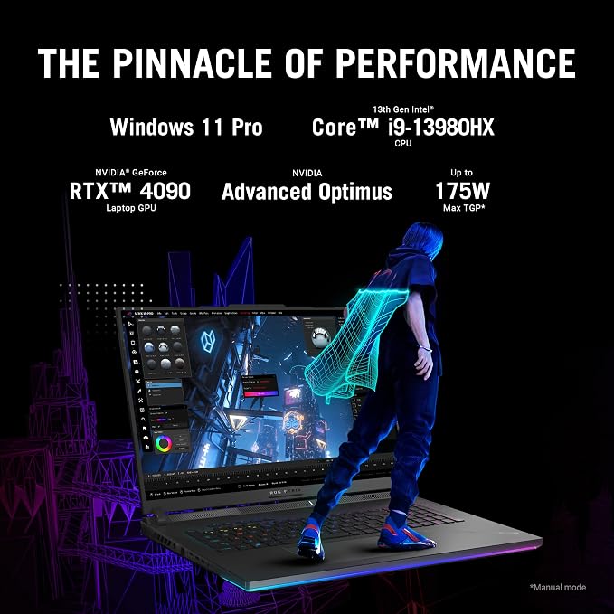 ASUS ROG Strix Scar 18 (2023) Gaming Laptop, 18” Nebula Display 16:10 QHD 240Hz/3ms, GeForce RTX 4090, Intel Core i9-13980HX, 32GB DDR5, 2TB PCIe SSD, Wi-Fi 6E, Windows 11 Pro, G834JY-XS97,Black - Image 5