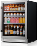 Ca'Lefort Beverage Refrigerator Cooler - 24 Inch Beverage Fridge Under Counter 180 Can with Glass Door, Freestanding or Built-in with 3 Color LED, Drink Cooler for Beer Soda or Wine (Right-Hinged) by CaLefort