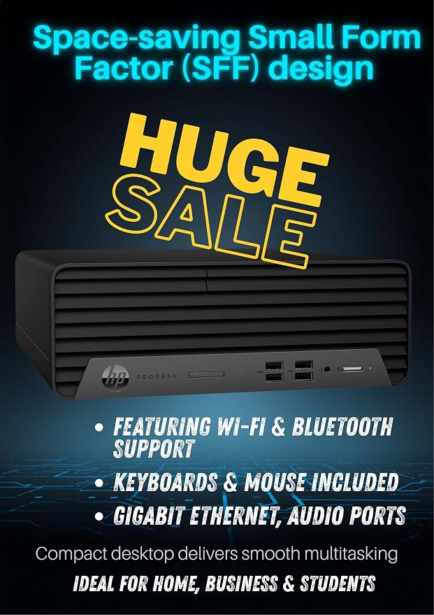 HP ProDesk G7 SFF Desktop Computer, Intel Processor, Dual 4K Display Support| 32GB RAM, 1TB Storage HDD & 128GB SSD| Wi-Fi| Bluetooth| HDMI| Wins 11 Pro| Keyboard & Mouse| Business & Personal Use - Image 3