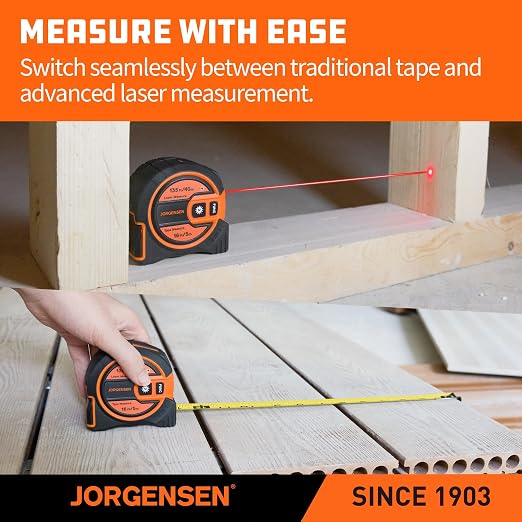 JORGENSEN Laser Tape Measure 2-in-1, 135Ft Laser Measuring Tool & 16Ft - Image 3