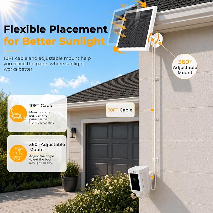 8W Solar Panel for Ring Camera, Solar Panel Charger Compatible - Image 9