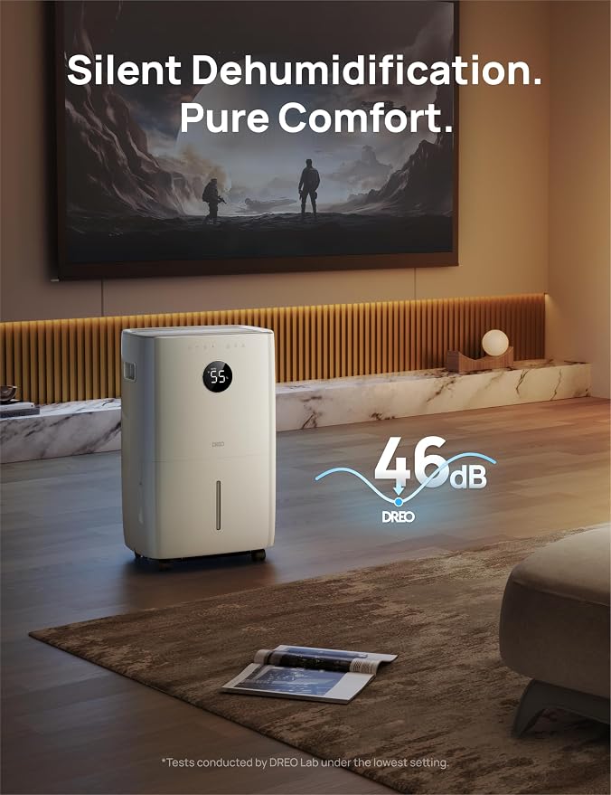 DREO 110-Pint Smart Dehumidifier for Basement, 4500 Ft² for Large Room, 2 Gallon Water Tank, Auto/Comfort/Constant Mode Dehumidifiers for Home, Bedroom, Bathroom, with Drain Hose, Starlight, 711S - Image 8