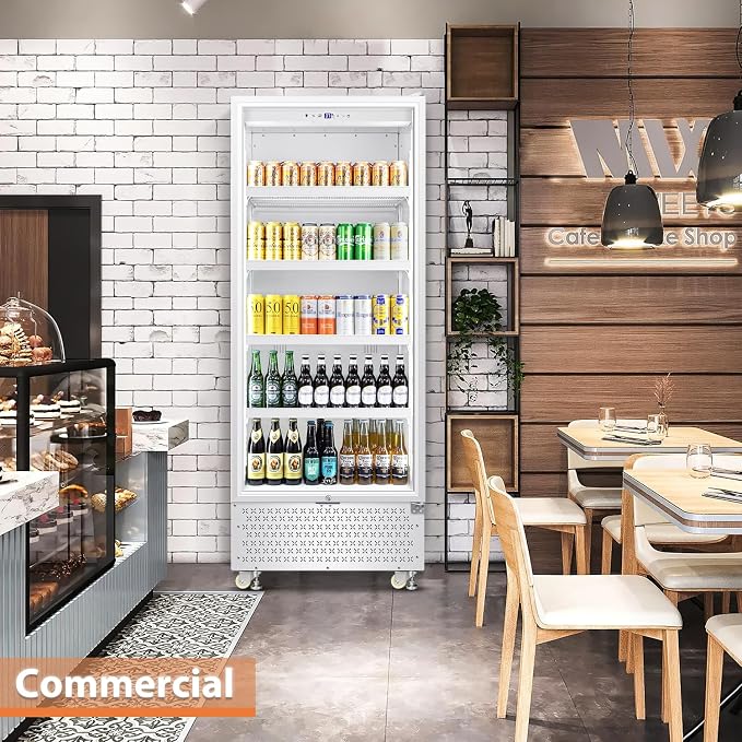 14.8CuFt Glass Door Beverage Cooler Quick Chill White | Fast cool, 630-can, self-closing door, auto-defrost, low noise, display for store/office - Image 7