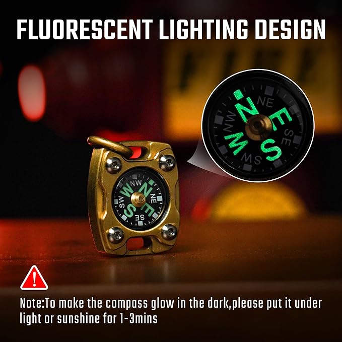 MecArmy Mini Titanium/Brass Compass, Waterproof IPX5 Pocket Compass - Image 2