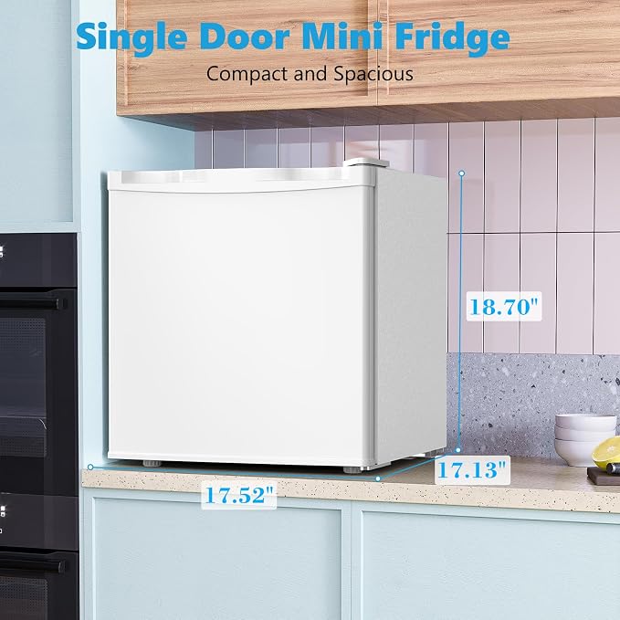 Electactic 1.7 Cu.ft Mini Fridge, Compact Refrigerator, Single Reversible Door, Ultra Quiet, Energy Efficient for Office, Dorm, Bedroom, Apartment, White - Image 3
