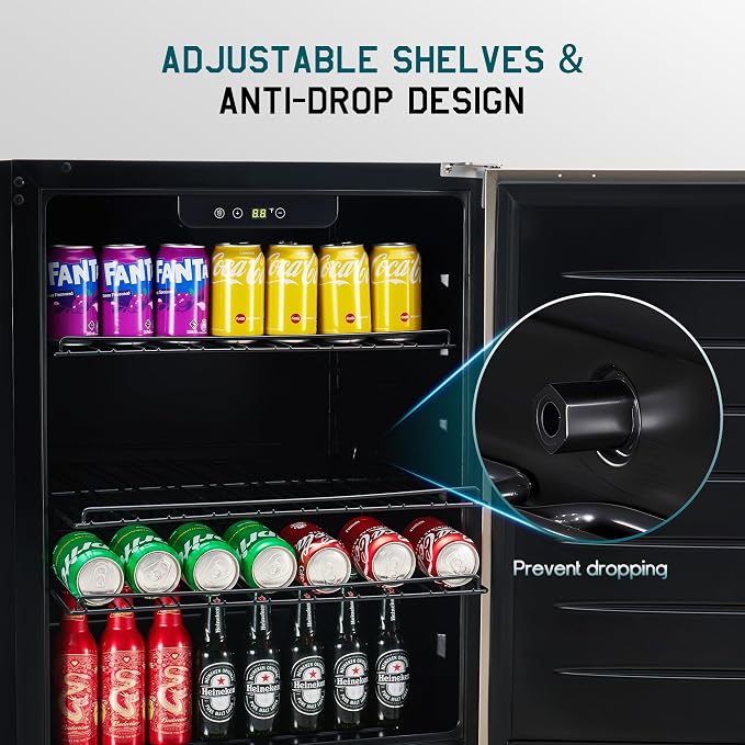 Albott 24 Inch Outdoor Beverage Fridge, 5.0 Cu.Ft Beverage Refrigerator | Holds 166 Cans, 32-50°F Drink Cooler with IPX4 Waterproof Design, Auto-Defrost, Built-In or Freestanding for Patio & Backyard - Image 7