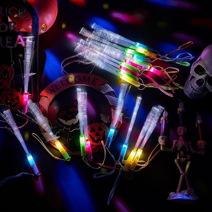 Kasyat 10 Pieces Glow Fiber Wands Sticks Light up Fiber Optic Wands LED - Image 3