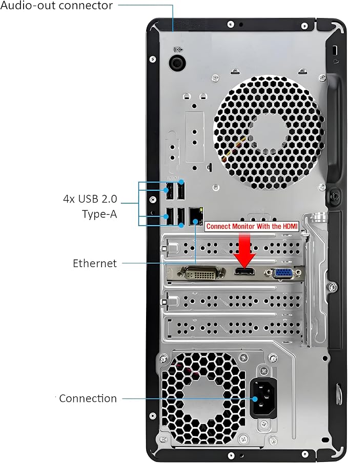 HP ProDesk 600 Desktop Computer, i5-10400F, 16GB RAM, 1TB SSD, GT 610 | Ideal for Office Work, Web Browsing, Remote work, and Everyday Multitasking; WiFi Adapter, Compact Design with Win 11 Pro - Image 4