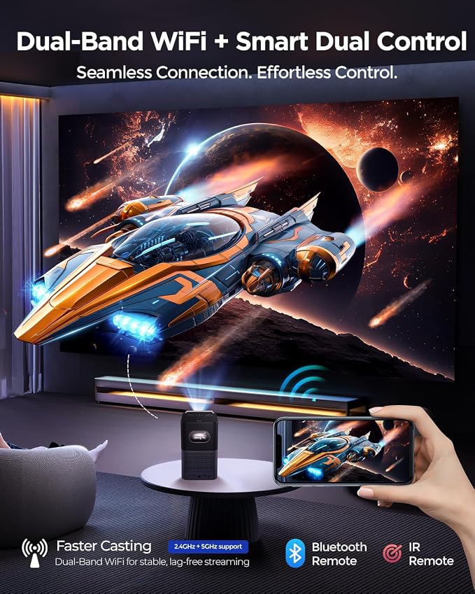 TCL A1s Smart Projector 4K Support, Compatible with Google TV & Netflix, WIFI and Bluetooth, Auto Focus Keystone, Native 1080p, 16W Dolby Audio, Movie Projector for Home Theater with Portable Case - Image 6