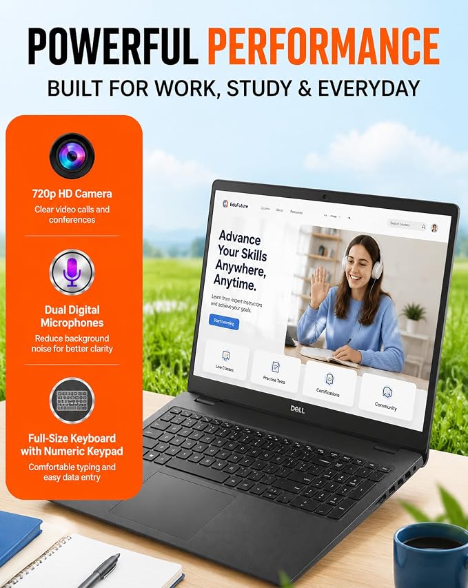 Dell 15 DC15250 Touch Laptop Intel i7-1355U(10-Core) 32GB DDR5 RAM 1TB SSD | 15.6" FHD Touchscreen, Wi-Fi 6, AI Copilot, Windows 11 Pro 2026 Computer for Business & Student - Image 4