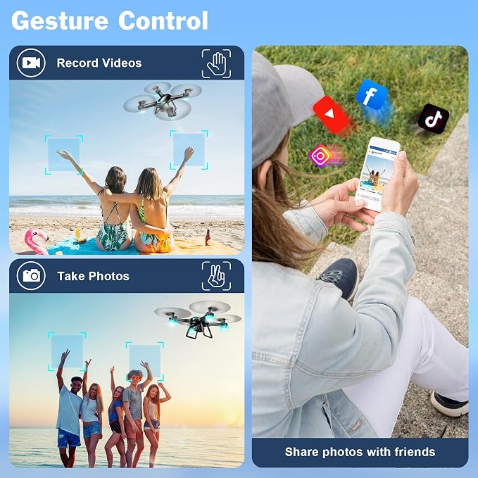 Drone with 1080P Camera, Remote Control Quadcopter with Gesture Selfie - Image 5