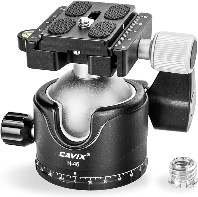 CAVIX Tripod Ball Head with 1/4" Arca Swiss Quick Release Plate Aluminium by CAVIX