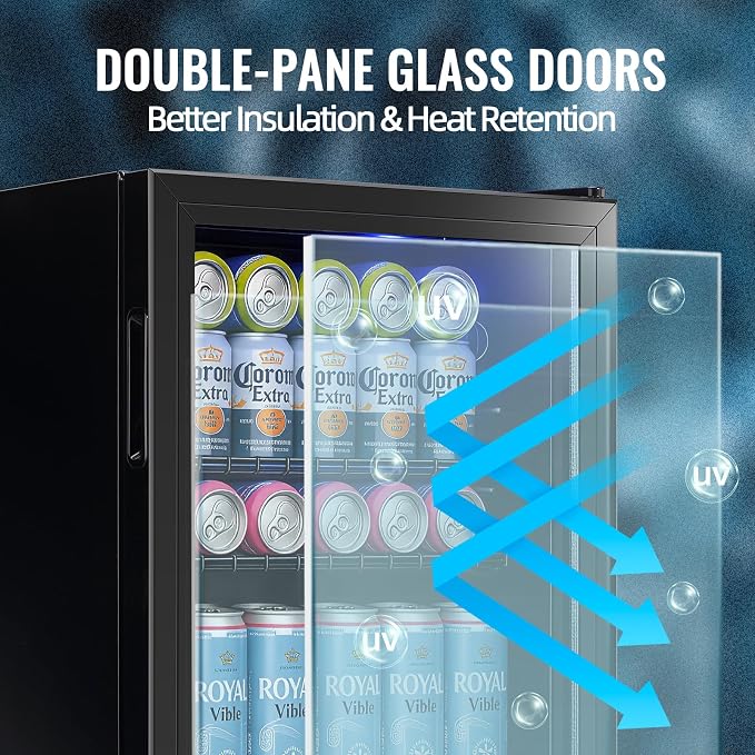 2.6 Cu.ft Mini Refrigerator with Glass Door Mini Beverage Refrigerator Soda Beer Cooler, LED Light Drink Fridge for Home/Office/Dorm Black - Image 5