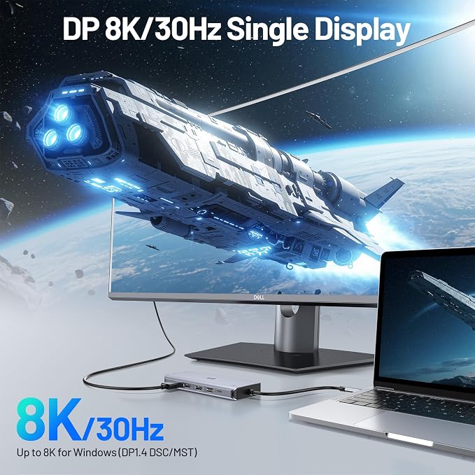 USB C Docking Station 4 Monitors, 13 in 1 Laptop Docking Station 3 Monitors - Image 3