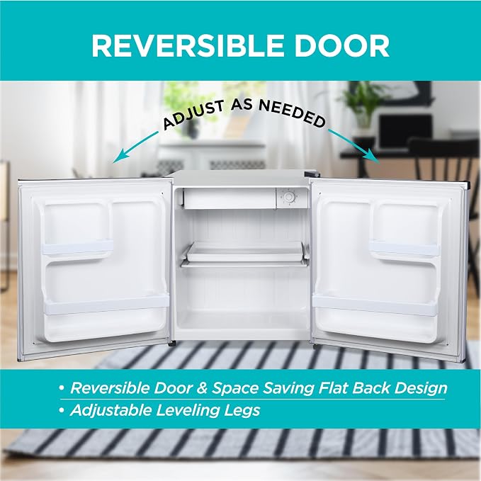BLACK+DECKER 1.7 Cu. Ft. Compact Refrigerator, BCRK17V, Stainless Look | Energy Star Certified, Single Door Mini Fridge with Chiller Compartment, Personal Fridge for Home or Dorm, R600a Refrigerant - Image 6