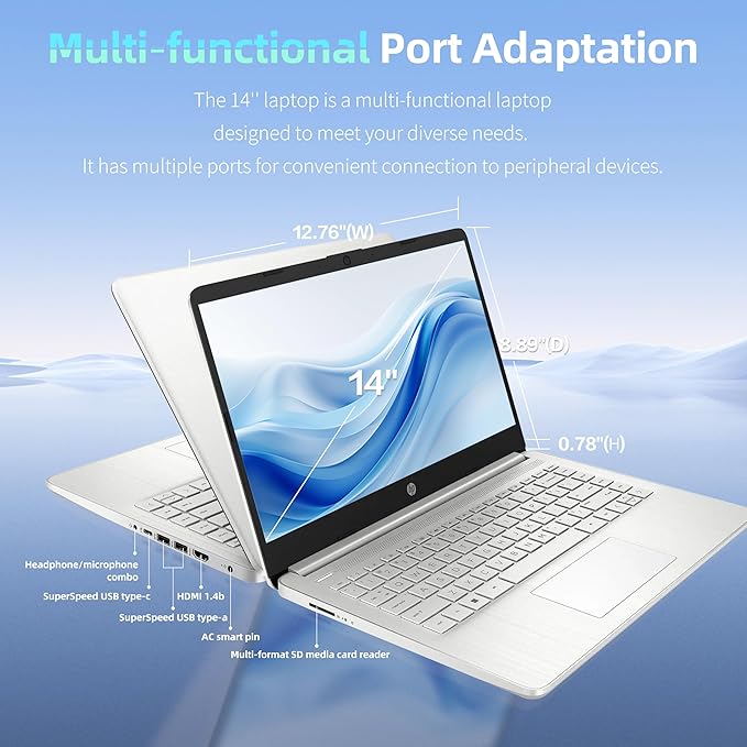HP 2026 Laptop Computer for Student & Business, 1-Year Office 365, 8GB RAM, 128GB Storage, 500GB Ext HDD, Intel 4-Core CPU, Wi-Fi 6, Long Battery Life & Portable Design, Win 11 Home S, Frost Silver - Image 7