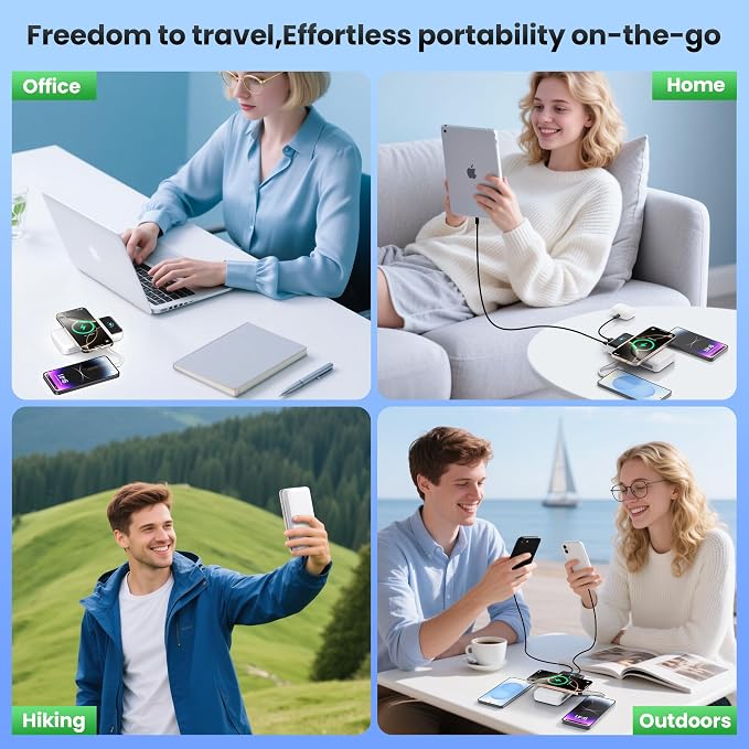 YHO Wireless Portable Charger 40800mAh for iPhone with Built-in Cables, 15W Wireless Charging USB C Power Bank,25W PD Fast Charging Travel Essential Battery Pack for iPhone 17/16/15,Android-White - Image 6