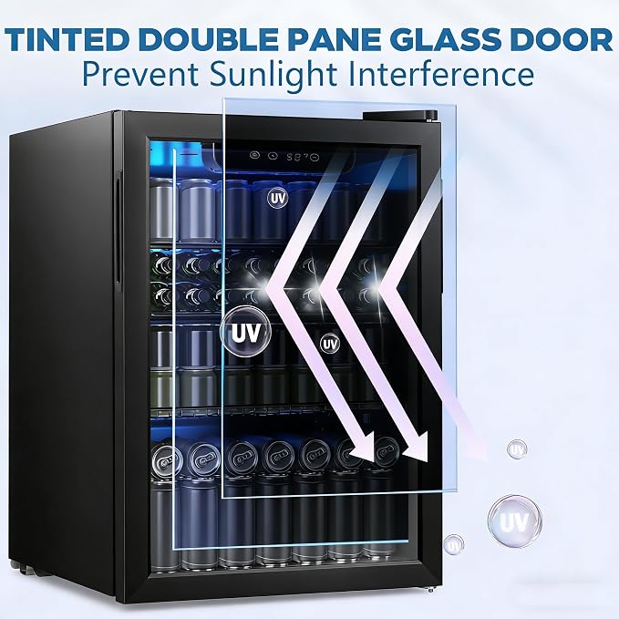 Electactic 95 Cans Beverage Refrigerator, 26 Bottle Mini Fridge, 2.7 cu.ft Drink Fridge Digital Temperature Control for Bottled Beer, Soda,Water - Image 6