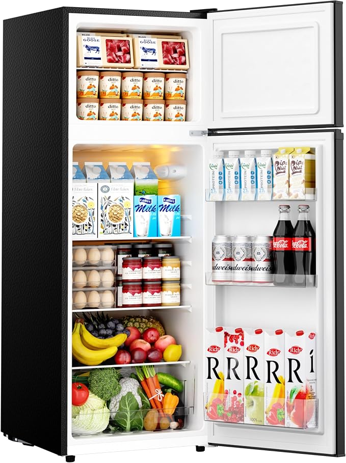 EUHOMY 7.4 Cu.Ft. Refrigerator with Freezer, 2 Door Fridge, Large Capacity, Adjustable Thermostat for Kitchen/Dorm/Apartment/Garage - Food Storage or Cooling Drinks, Black by EUHOMY