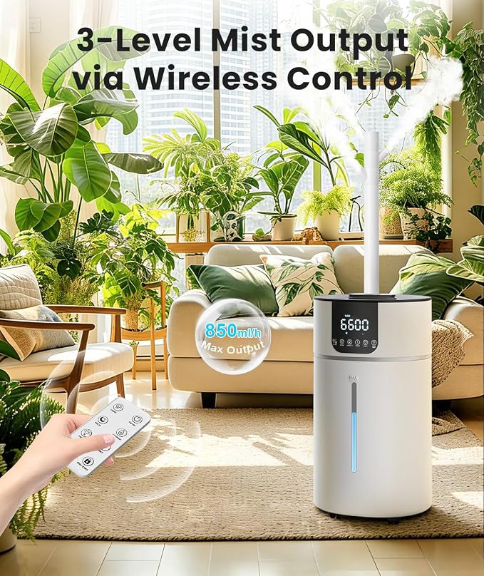 AreShark 4.2 Gal/16L Humidifier Large Room, Cool Warm Mist 2000ft² Whole House Air Humidifiers for Bedroom, Plants, Adults, 60H Runtime, Humidity Setting, Easy to Clean, Top Fill, Extension Tube - Image 7