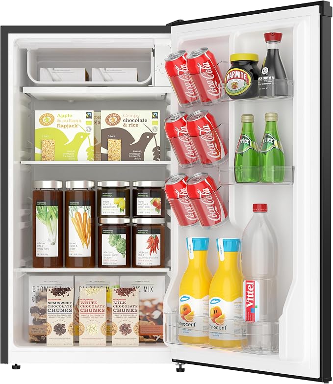 ARCTIC CHEF ACFR335, 3.2 Cu Ft Compact Design Mini Fridge with Freezer, Stainless, Black SS - Image 4