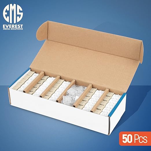 Everest 90° Angled RJ45 Cat6 Keystone Jacks 50-Pack in Ivory - Image 2